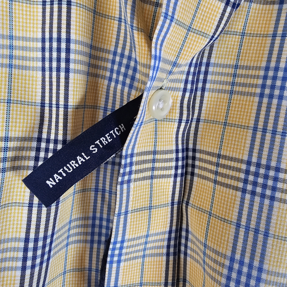 Izod Men's Yellow Multi Plaid Button Down Collar Long Sleeve Sport Shirt Size L - Picture 3 of 15